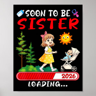 Póster Hermana Pronto a Ser 2026 Cargando Embarazo Anunci