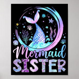 Póster Hermana Sirena Divertida Chica Cumpleaños Fiesta F