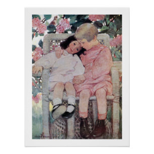 Póster Hermanas bajo flores, Jessie Willcox Smith