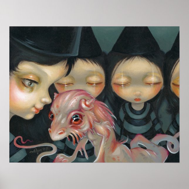Póster Hermanas Brujas El Dragón Mascota ART PRINT Hallow (Frente)