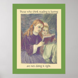 Póster Hermanas de Bonitos de época leyendo un libro con 
