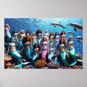 Póster Hermanas del Mar Profundo - Cuento de Sirena