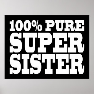 Póster Hermanas Fiestas de cumpleaños 100% Super Hermana 