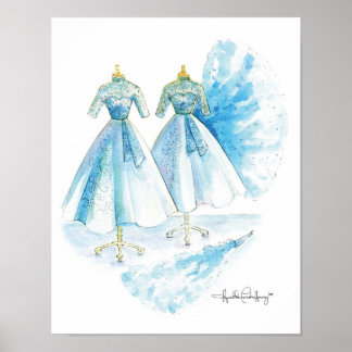 Póster Hermanas Vestido Azul 11x14 de Heather French Henr