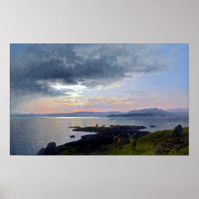 Póster Hermann Herzog Twilight sobre un lago (Frente)