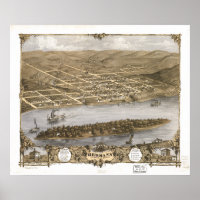Hermann Missouri 1869 Mapa Panorámico Antiguo