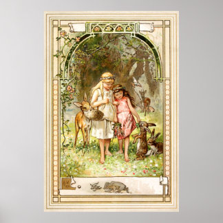 Póster Hermann Vogel - Blancanieves y Rojo Rosa