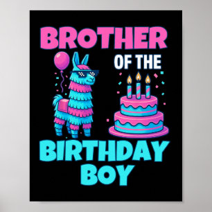 Póster Hermano Cumpleaños Niño Llama Piñata Fiesta Famili