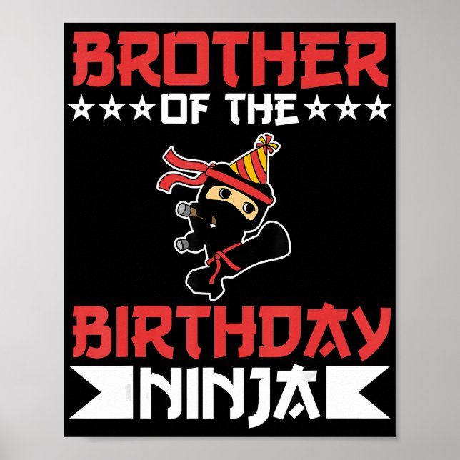 Póster Hermano De Cumpleaños Ninja Fight Taekwondo Gift (Frente)