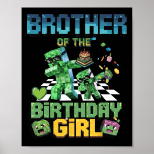 Póster Hermano de la Cumpleañera Divertido Videojuego Pix