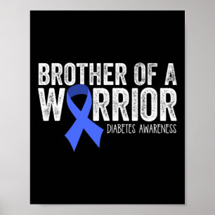 Póster Hermano De Un Guerrero T1d Diabetic Blue Ribbon Su