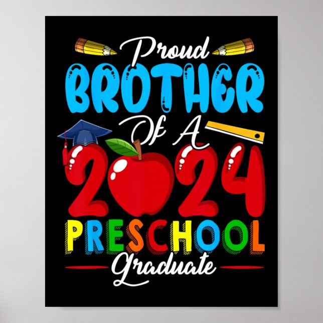 Póster Hermano De Una Familia De Preescolar Graduada 2024 (Frente)