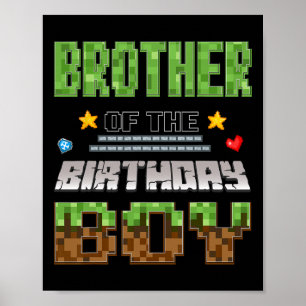 Póster Hermano Del Cumpleañero Videojugador Pixel Cumple