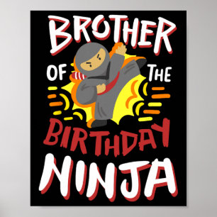 Póster Hermano Del Cumpleaños Ninja Karate Niños Bday Par