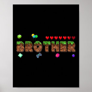 Póster Hermano Del Niño Cumpleañero Juego De Pixeles Coin