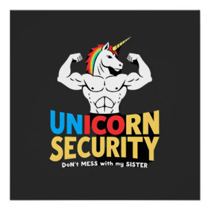 Póster Hermano Divertido Unicornio Seguridad No Te Metas