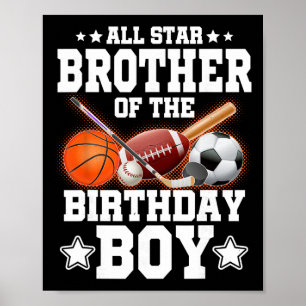 Póster Hermano Estrella De Fútbol Del Niño Cumpleañero Sk