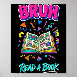 Póster Hermano lee un libro divertido lectura ratón de bi