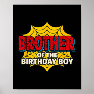 Póster Hermano menor del niño cumpleañero tema de araña p