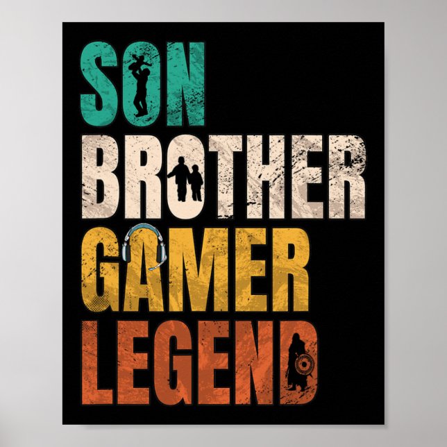 Póster Hermano Video Gamer Leyenda Familia Pareja (Frente)