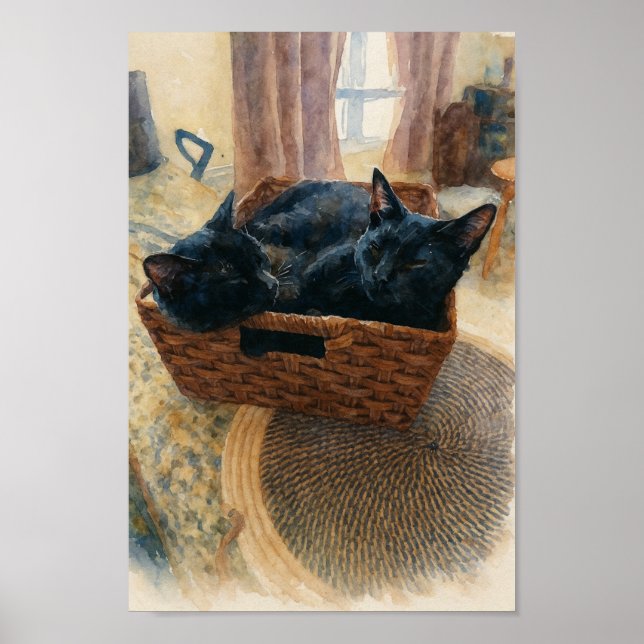 Póster Hermano y amor al gato de hermanas (Frente)