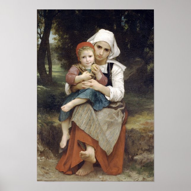 Póster Hermano y Hermana de Bouguereau-Breton (Frente)
