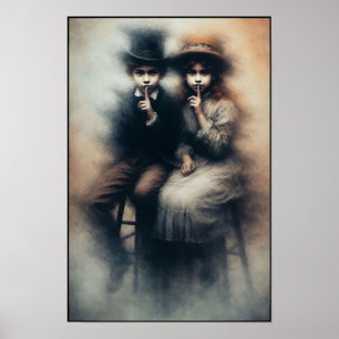 Póster Hermano y hermana de la era victoriana espeluznant