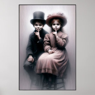 Póster Hermano y hermana de la era victoriana espeluznant