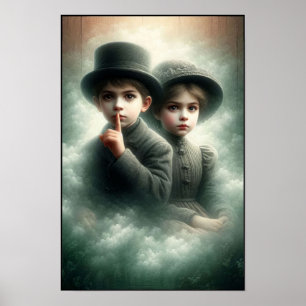 Póster Hermano y hermana de la era victoriana espeluznant