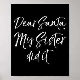 Póster Hermanos Navidades graciosos citan a Santa, mi her