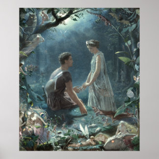 Póster Hermia Lysander & hadas Sueño de una noche de vera