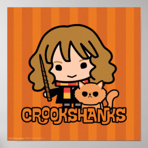 Póster Hermione y Crookshanks de dibujos animados