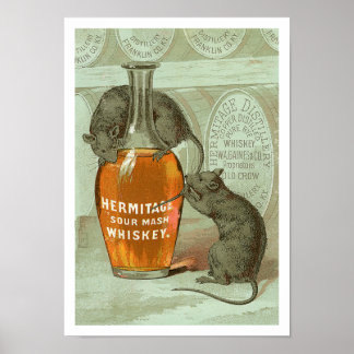 Póster Hermitage Sour Mash Whiskey y dos ratas
