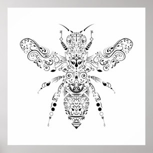 Póster hermosa abeja