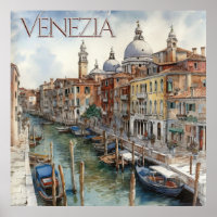 Hermosa acuarela Canal de Venecia Viaje
