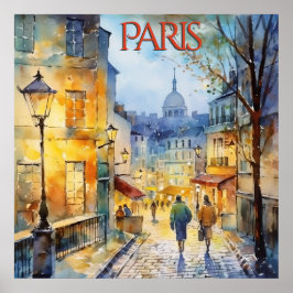 Póster Hermosa acuarela de viaje de París