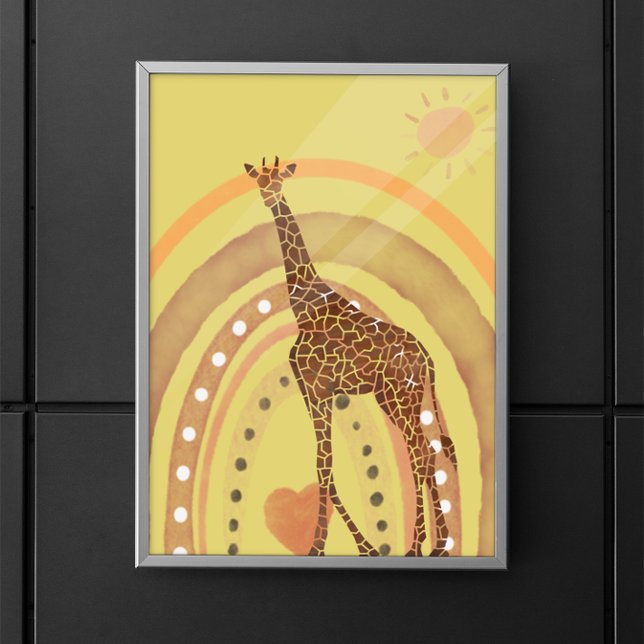 Póster Hermosa acuarela Giraffe Escena Arcoiris (Subido por el creador)