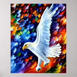 Póster Hermosa águila blanca en pintura de vuelo