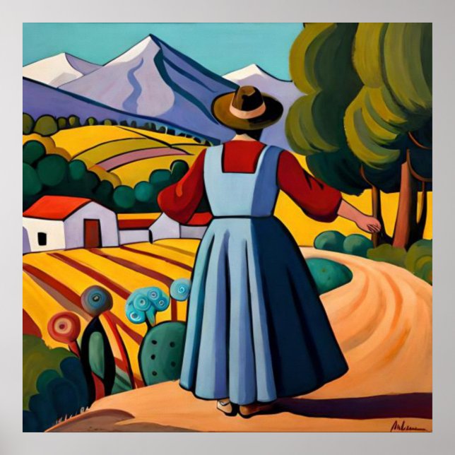 Póster Hermosa aldea mexicana en las montañas (Frente)