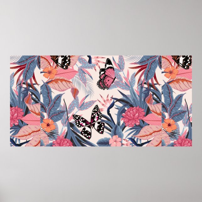 Póster hermosa artística brillante patrón tropical (Frente)