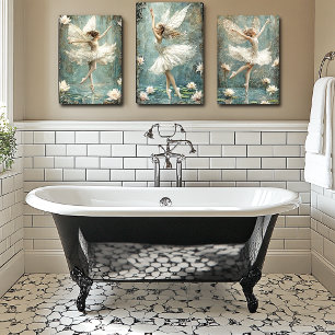 Póster Hermosa Ballerina Fairy Lily Pond White Flowers