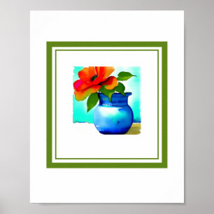 Póster Hermosa barra de flores azules izquierda flor post