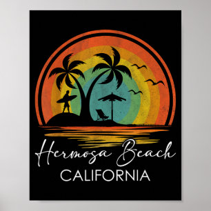 Póster Hermosa Beach California Vacaciones de Verano Trop