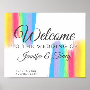 Póster Hermosa bienvenida Personalizado colorida Boda arc