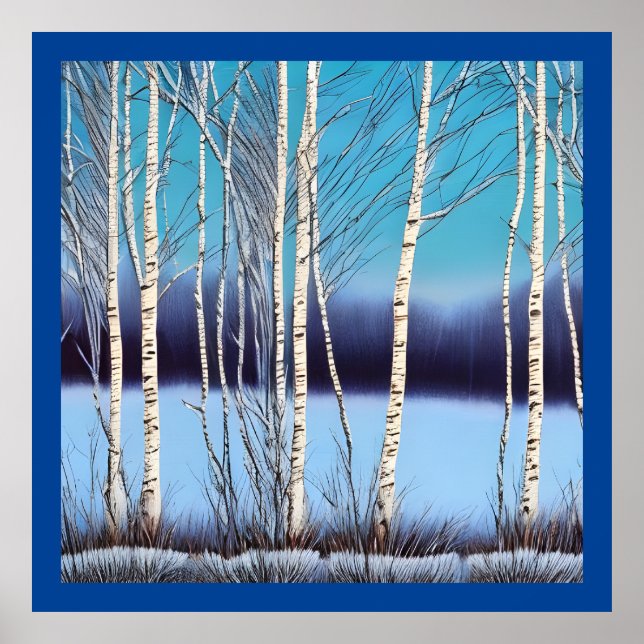 Póster Hermosa Birch de Invierno (Frente)