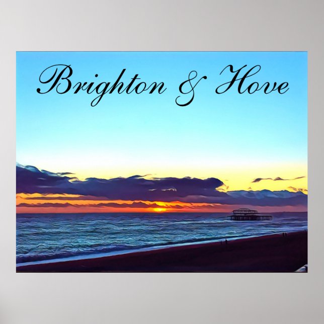 Póster Hermosa Brighton y Hove Beach & Sunset (Frente)