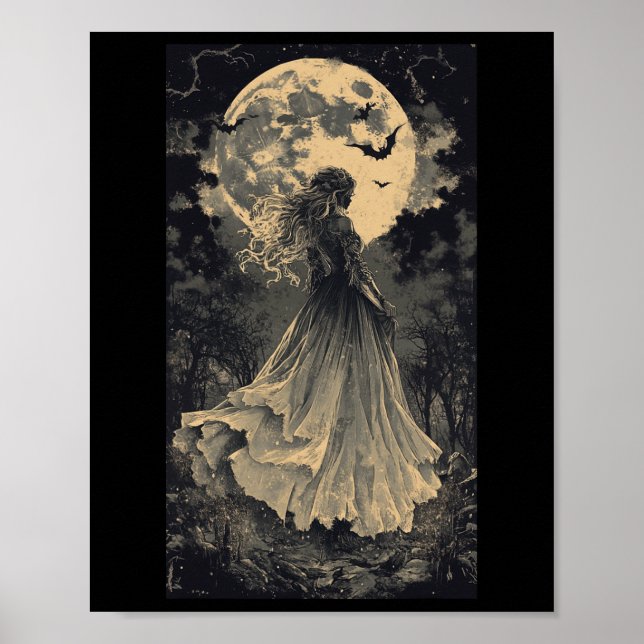 Póster Hermosa Bruja Gótica Fantasía Vampiro Moonlight (Frente)