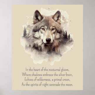 Póster Hermosa Cabeza de Lobo y Poema II