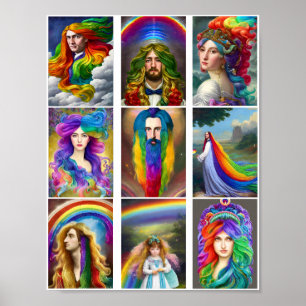 Póster Hermosa capa de arcoiris Retratos de fantasía
