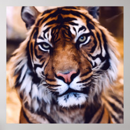 Póster Hermosa cara de gato de tigre pintada de vida salv